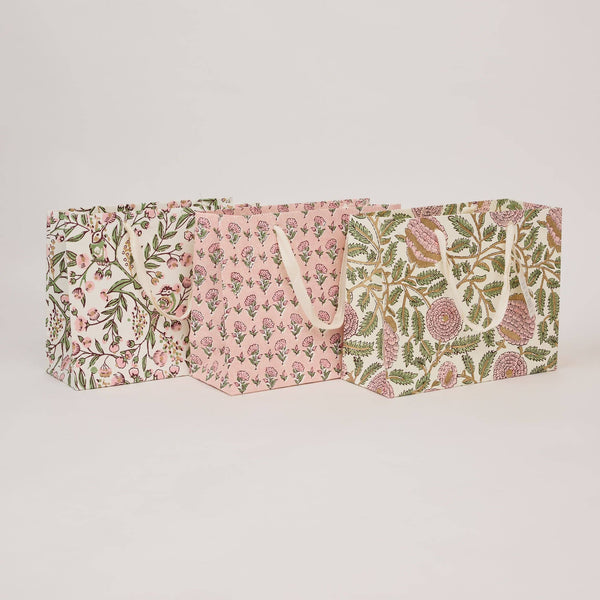 Pink Block Printed Gift Bags (Medium)