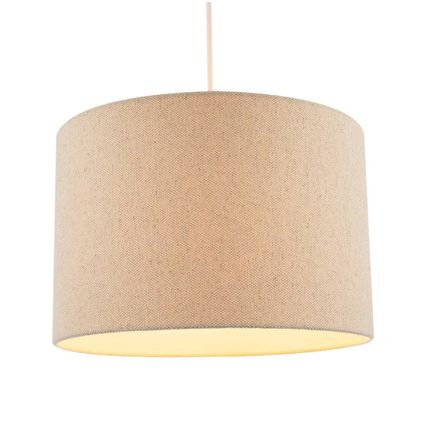 Light Taupe Oatmeal Linen Fabric Drum Lamp Shade with Cotton Lining