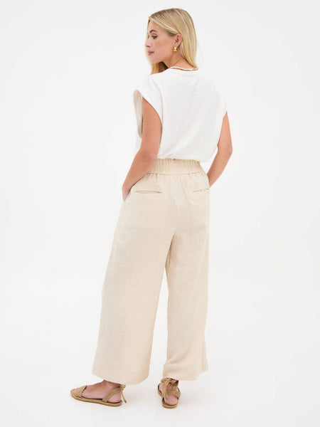 Ria Neutral Wide Leg Linen Mix Trousers by Fika