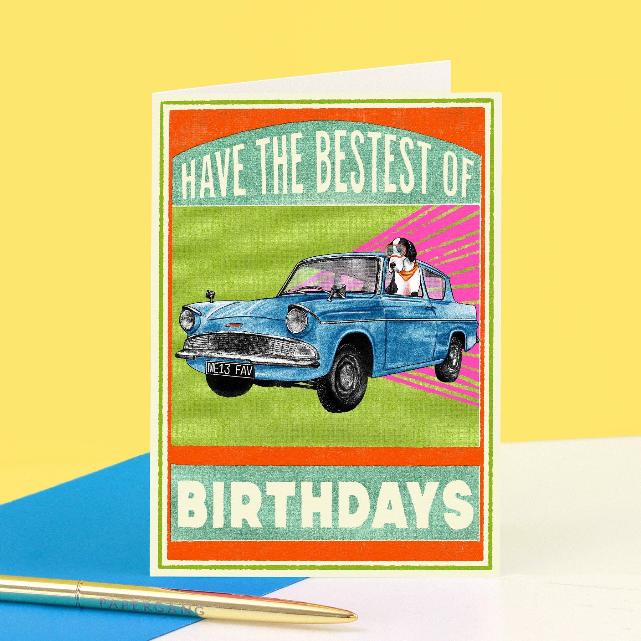Bestest Birthday Vintage Car Card by Fawn and Thistle