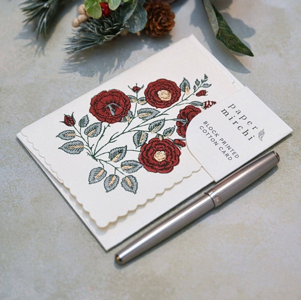 Block Printed- Gulab Sage Card