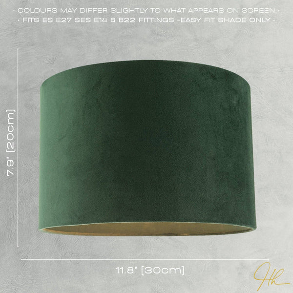 Soft Velvet Forest Green Fabric Round Lamp Shade for Table or Pendant