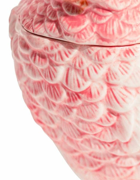 Large Pink Ceramic Parrot Storage Jar