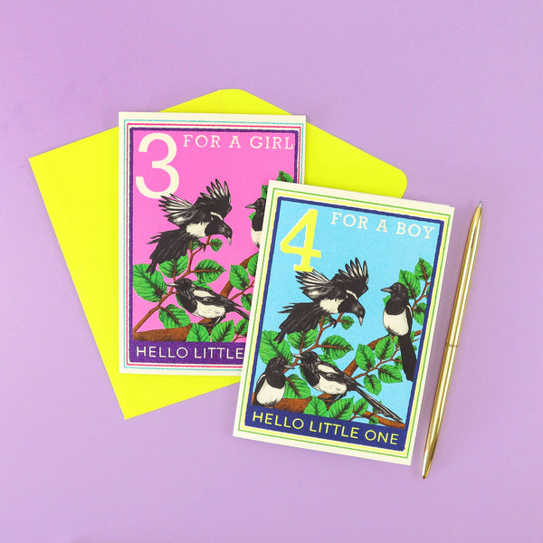 Magpie New Baby Girl Card