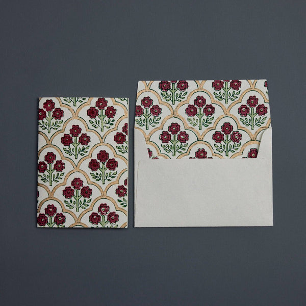 Block Printed-Trellis Cherry Card