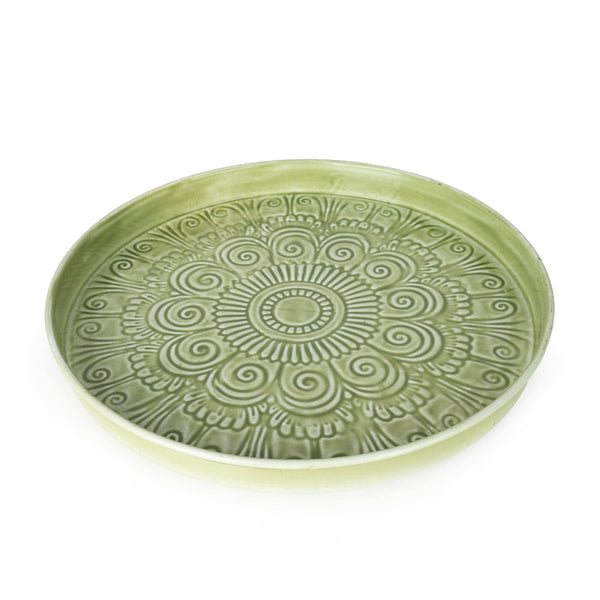 Pistachio Patterned Metal Tray 32cm