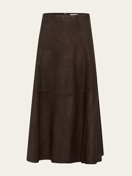 Chocolate Suede Leather Skirt By Soaked