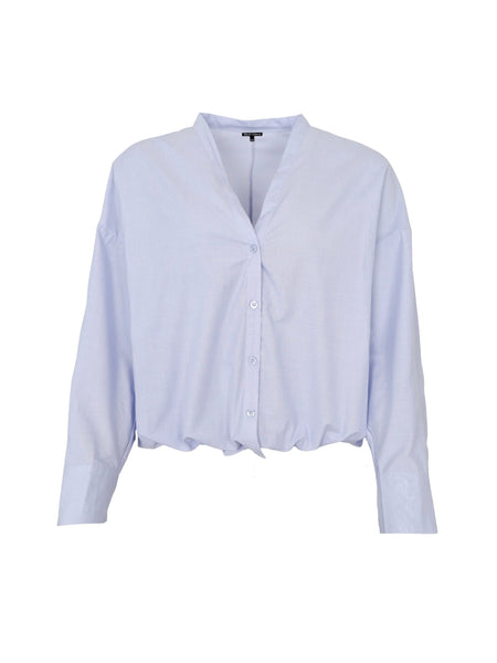 Sky Blue Cropped Drawstring Shirt By Black Colour