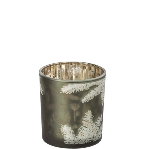 Pinecone Forest Green Glass Tea Light Holder