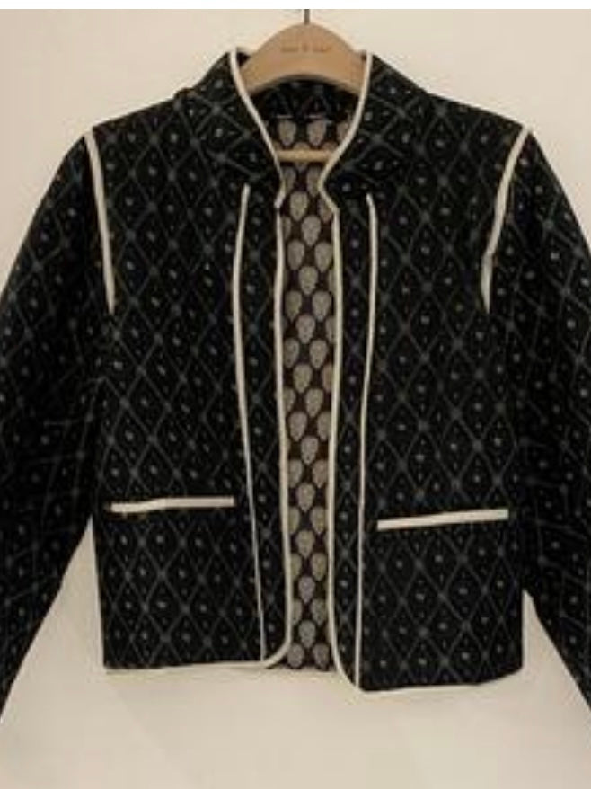 Black Padded Print Jacket by Ese O Ese