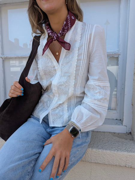 White Frill Collar Blouse by Lovie and Co