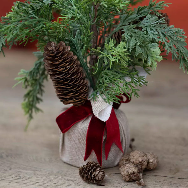 Christmas Tree With Red Velvet Ribbon