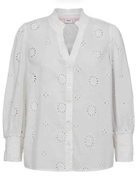 White Embroidery Anglaise Blouse by Numph