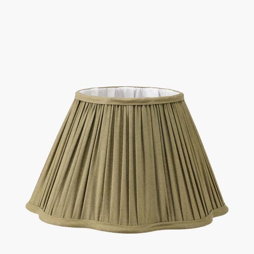 Malia 30cm Olive Green Pleated Scalloped Lamp Shade