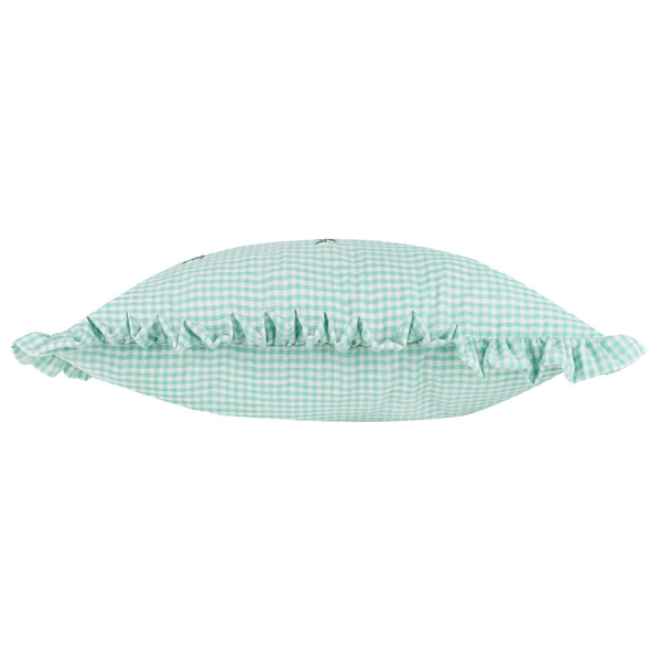 Les Petite Fleurs Gingham Ruffle Cushion Spring Green