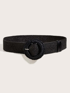 Black Raffia Stretch Belt