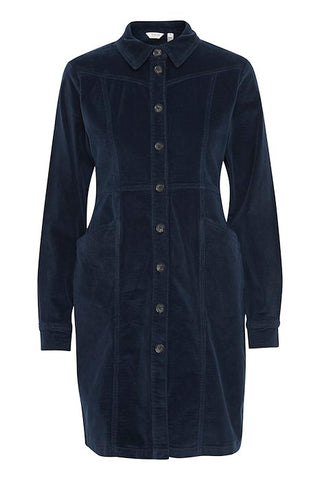 Navy Cord Button Front Dress by B Young