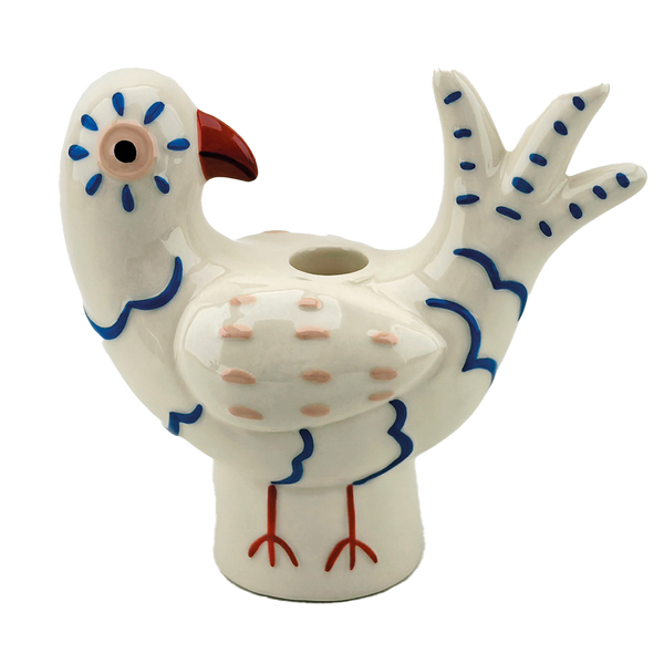Large Naive Blue Bird Candle Holder