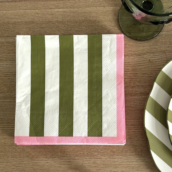 Khaki striped paper napkin x20