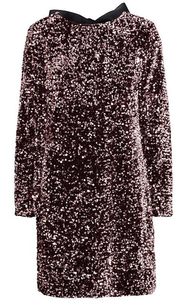 Rose Sequin Shift Bow Back Dress by B Young