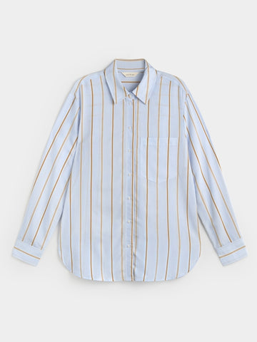 Blue/Camel Stripe Loose Shirt by Ese O Ese