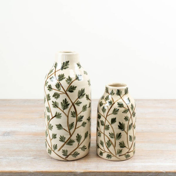 Green Foliage Ceramic Vase