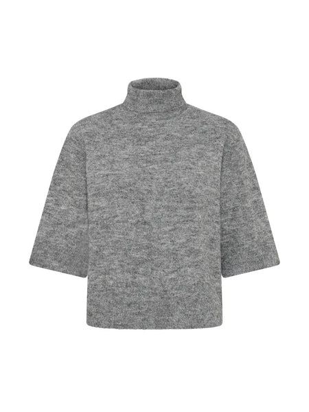 Grey Melange Turtle Neck Jumper by B.Young