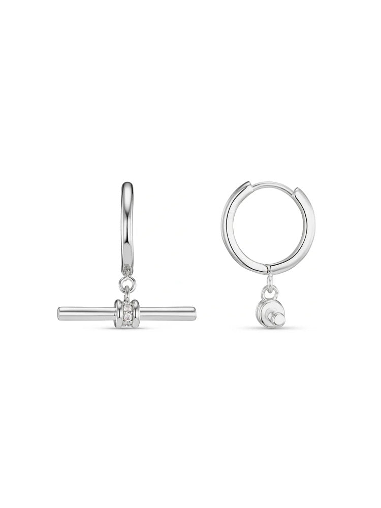 Silver Crystal Detail T-Bar Earrings  by Orelia