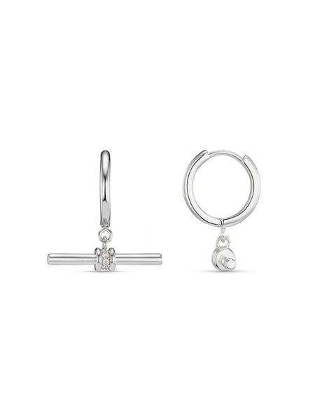 Silver Crystal Detail T-Bar Earrings  by Orelia