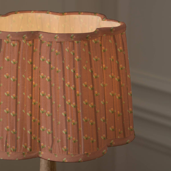 Raja Pleated Scalloped Lamp Shade Terracotta: Terracotta / 20 x 30 x 30cm