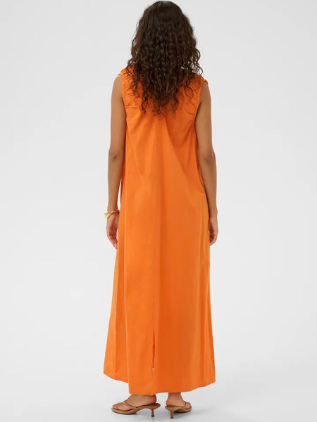 Orange Ruched Neck Maxi Dress by Soaked