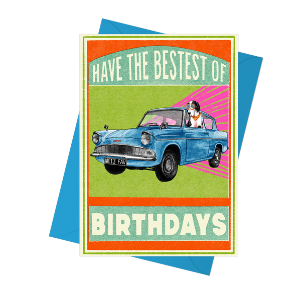 Bestest Birthday Vintage Car Card by Fawn and Thistle