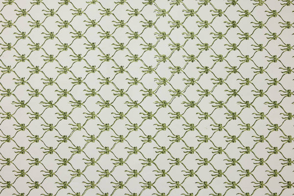Block Printed Wrapping Paper Sheets - Bows Holly Green