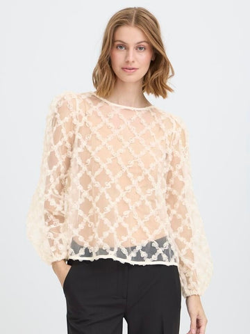 Cream Georgette Blouse By ICHI