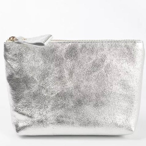 Silver Leather Clutch