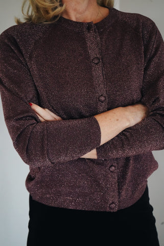 Aubergine Lurex  Cardigan by B Young