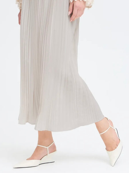 Ecru Pleated Maxi Skirt by B.Young