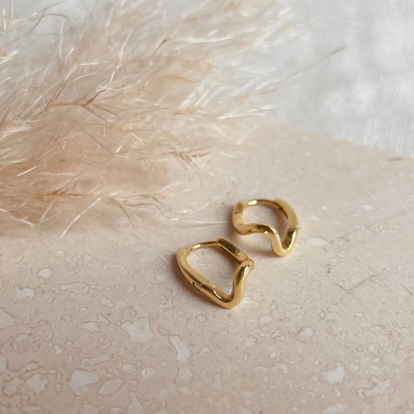 Gold Abstract Wave Hoops by Little Nell