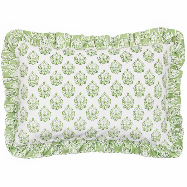 Green Krissa Block Printed Velvet Cushion