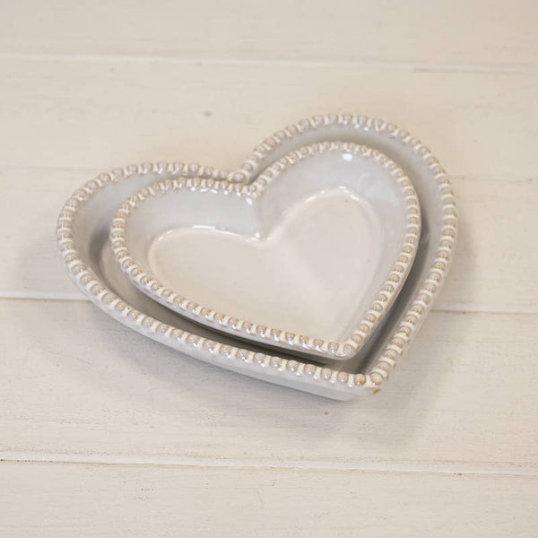 White Ceramic Heart Shaped Bobble Bowl