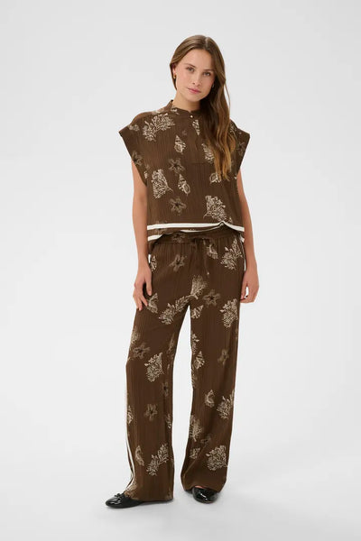 Chocolate Shell Print Trousers By Saint Tropez