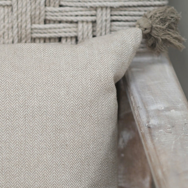 Neutral Herringbone Long Bed Cushion 40x90cm
