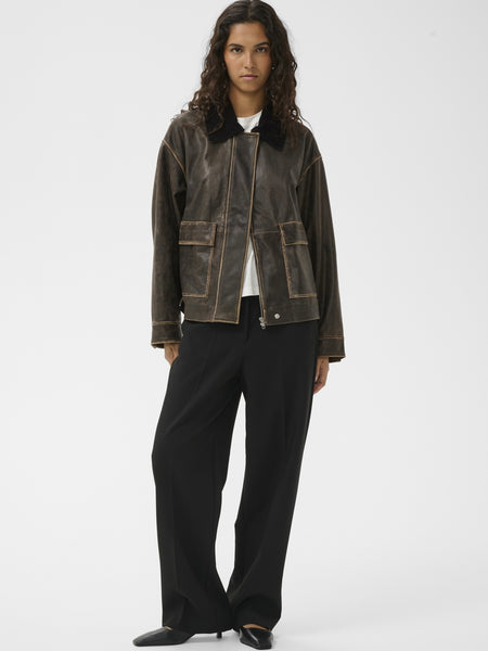 Chocolate Leather Jacket by Soaked