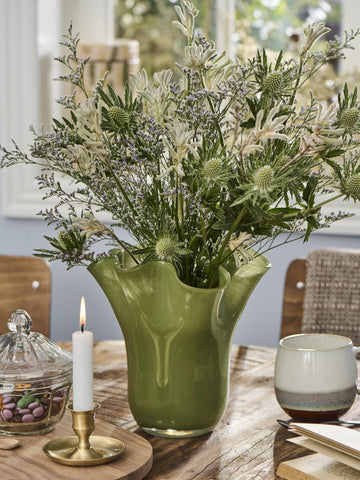 Green Poppy Glass Vase