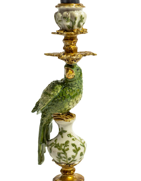 Green Ornate Parrot Candle Holder