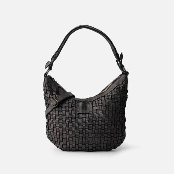 Black Kansas Half Moon Woven Bag by Biba