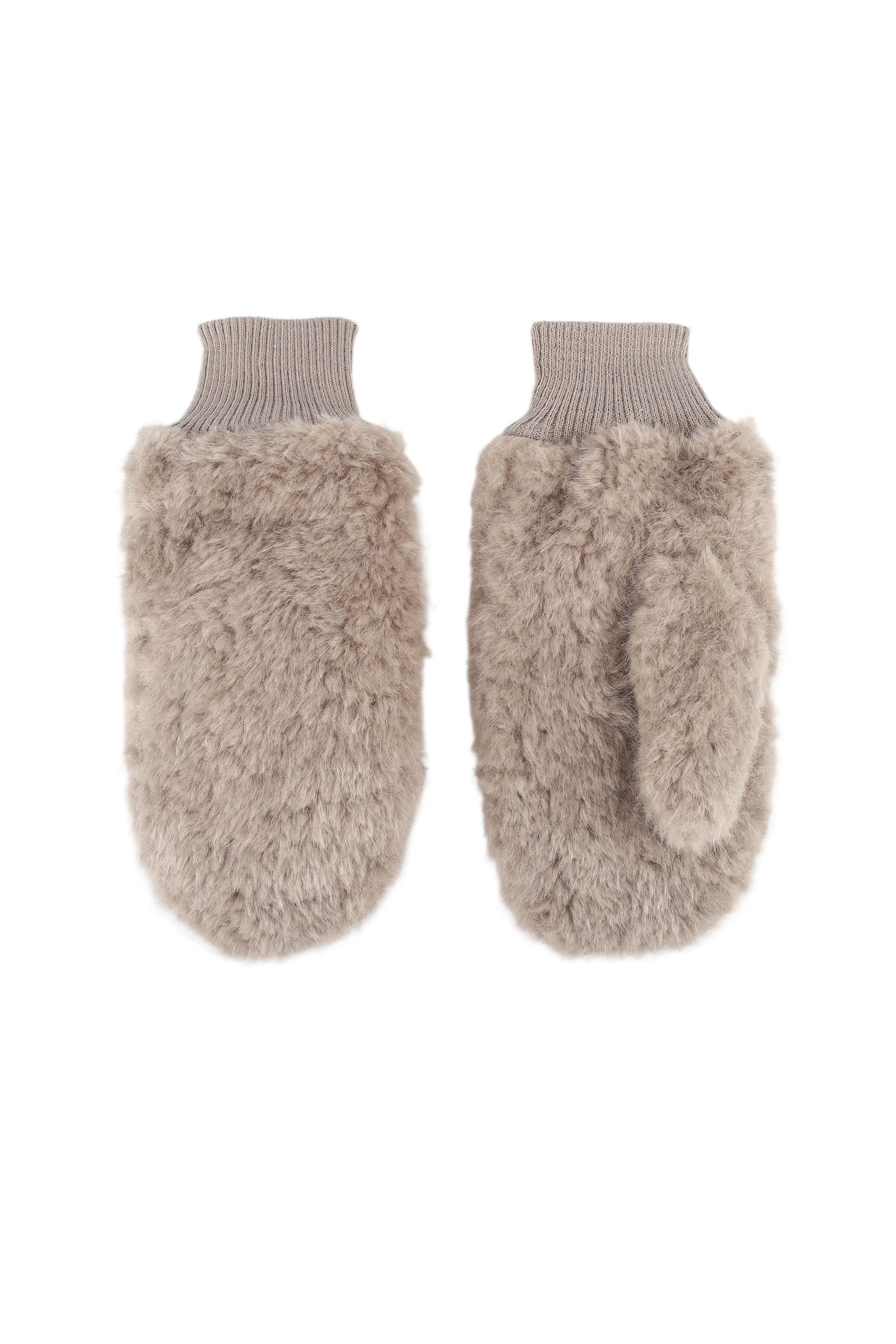 Taupe Faux Fur Mittens