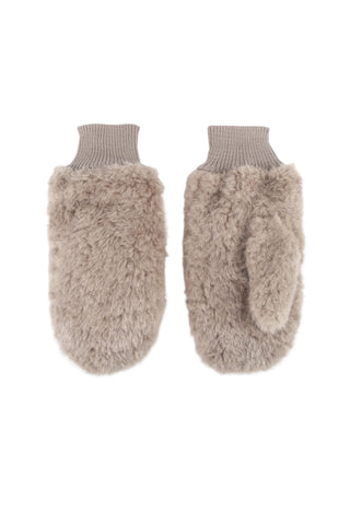 Taupe Faux Fur Mittens