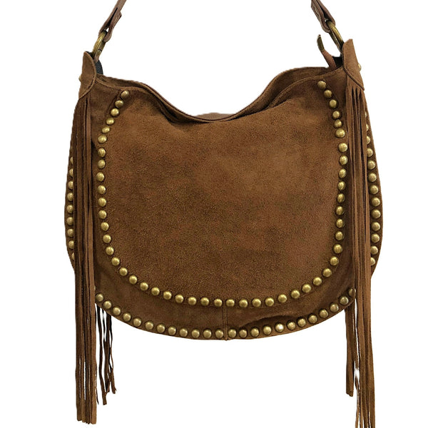 Tan Leather Fringe Bag