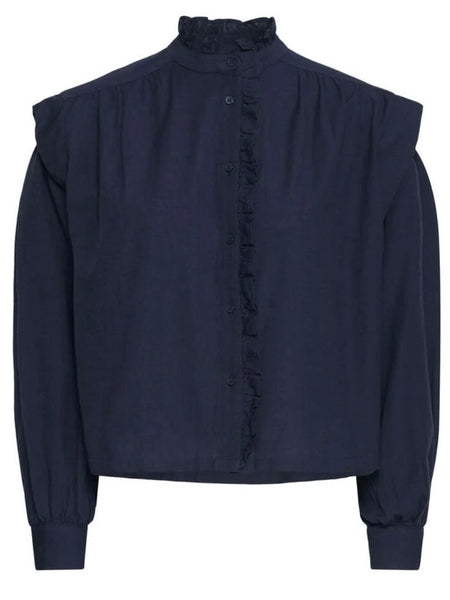 Midnight Smock Cotton Blouse by Ichi